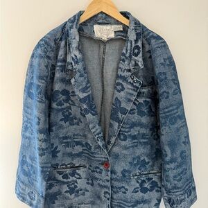 Vintage Hawaiian Floral 70’s Denim Jacket